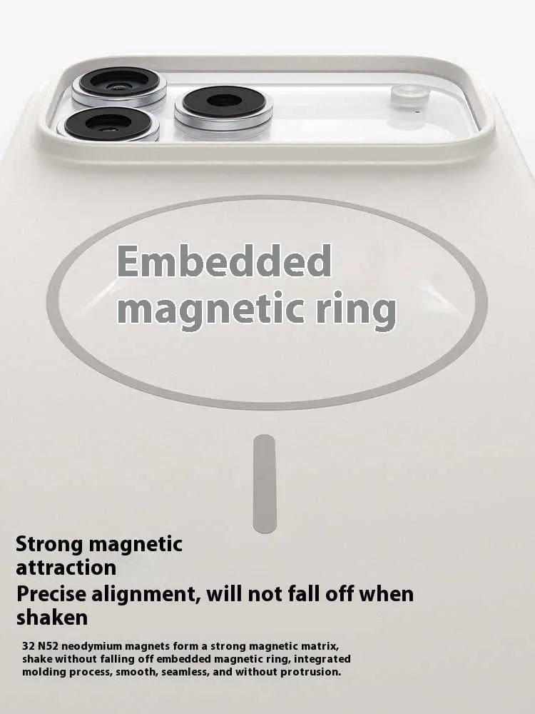 Frosted matte magnetic protective case for iPhone 17 models in black and peak rock colour.