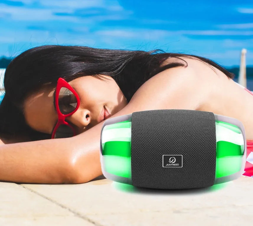 Wireless Bluetooth speaker subwoofer with ambient light, 198x110x106mm, blue cloth net grille