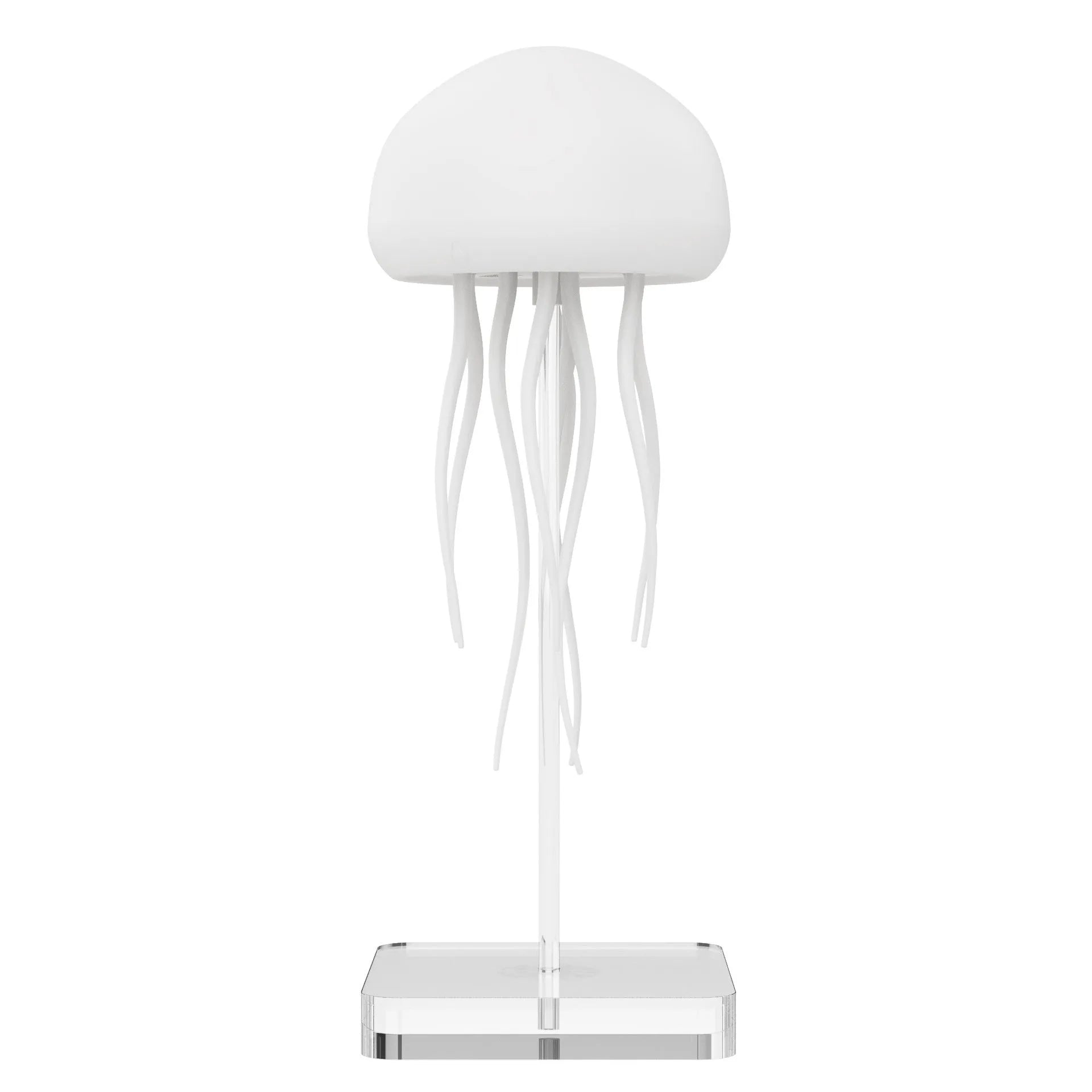 Jellyfish mood lamp with LED lights and adjustable tentacles on desk