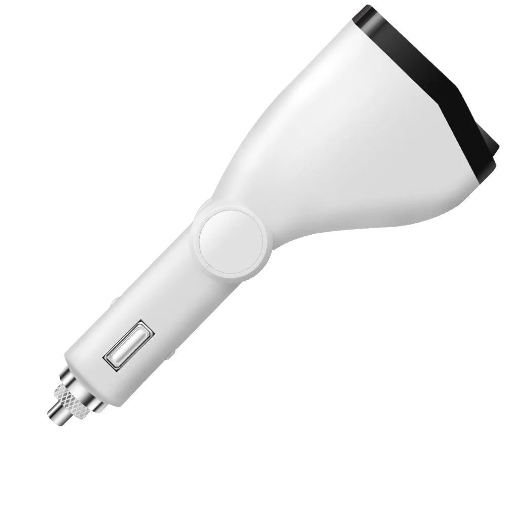 Accnic T2 white dual USB car charger with voltage display plugged into a vehicle socket