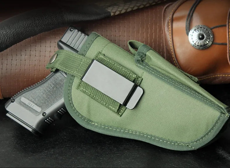 Green nylon universal tactical holster for airsoft and paintball, 10.5cm x 19cm
