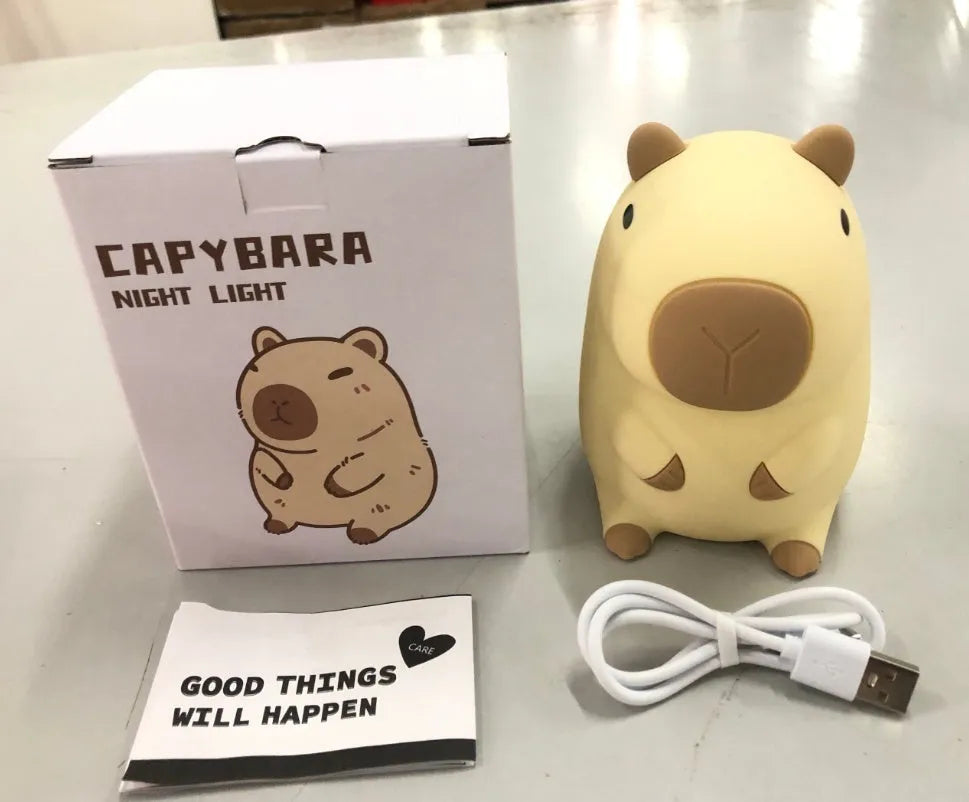 Capybara silicone night lamp with LED light and USB charging cable