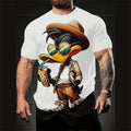 Men's loose fit short sleeve shirt with 3D cartoon print in milk silk fabric