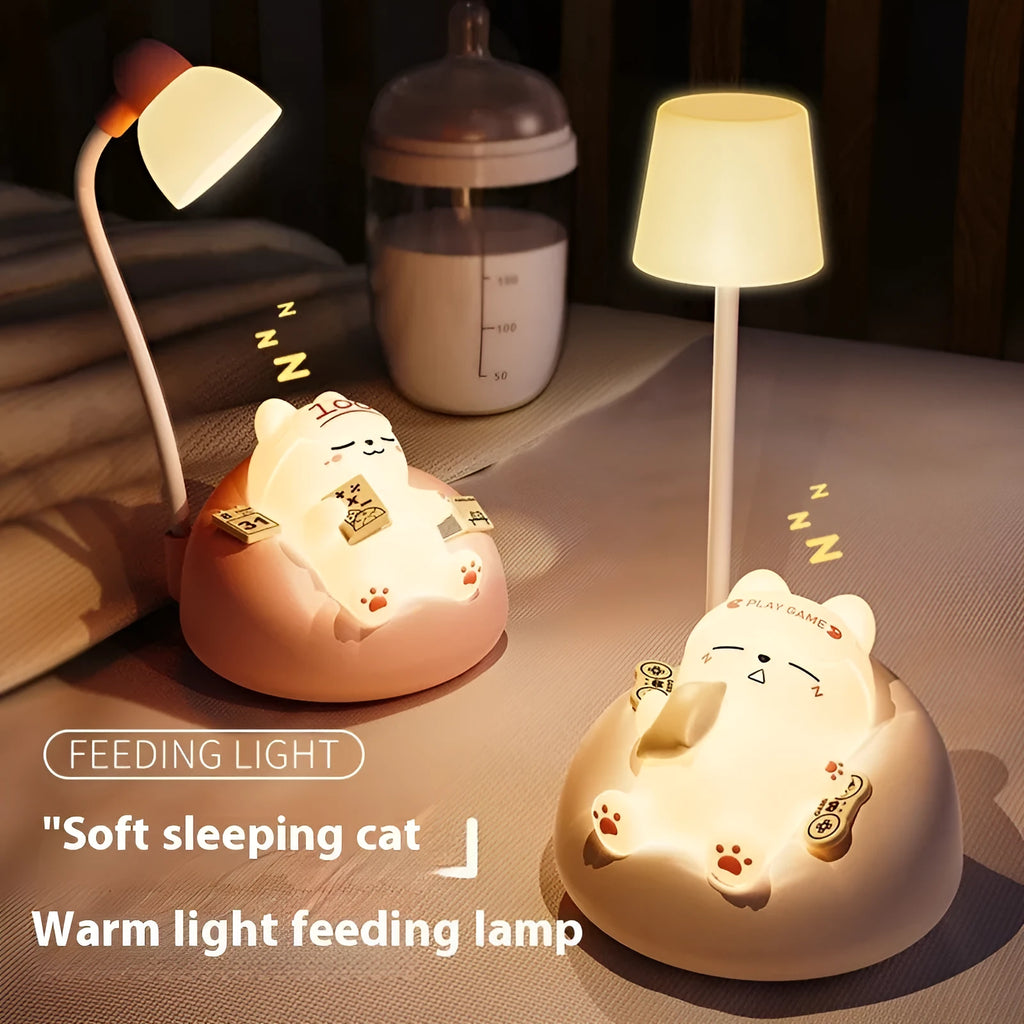 Creative sleeping cat small night lamp USB charging ABS PVC material