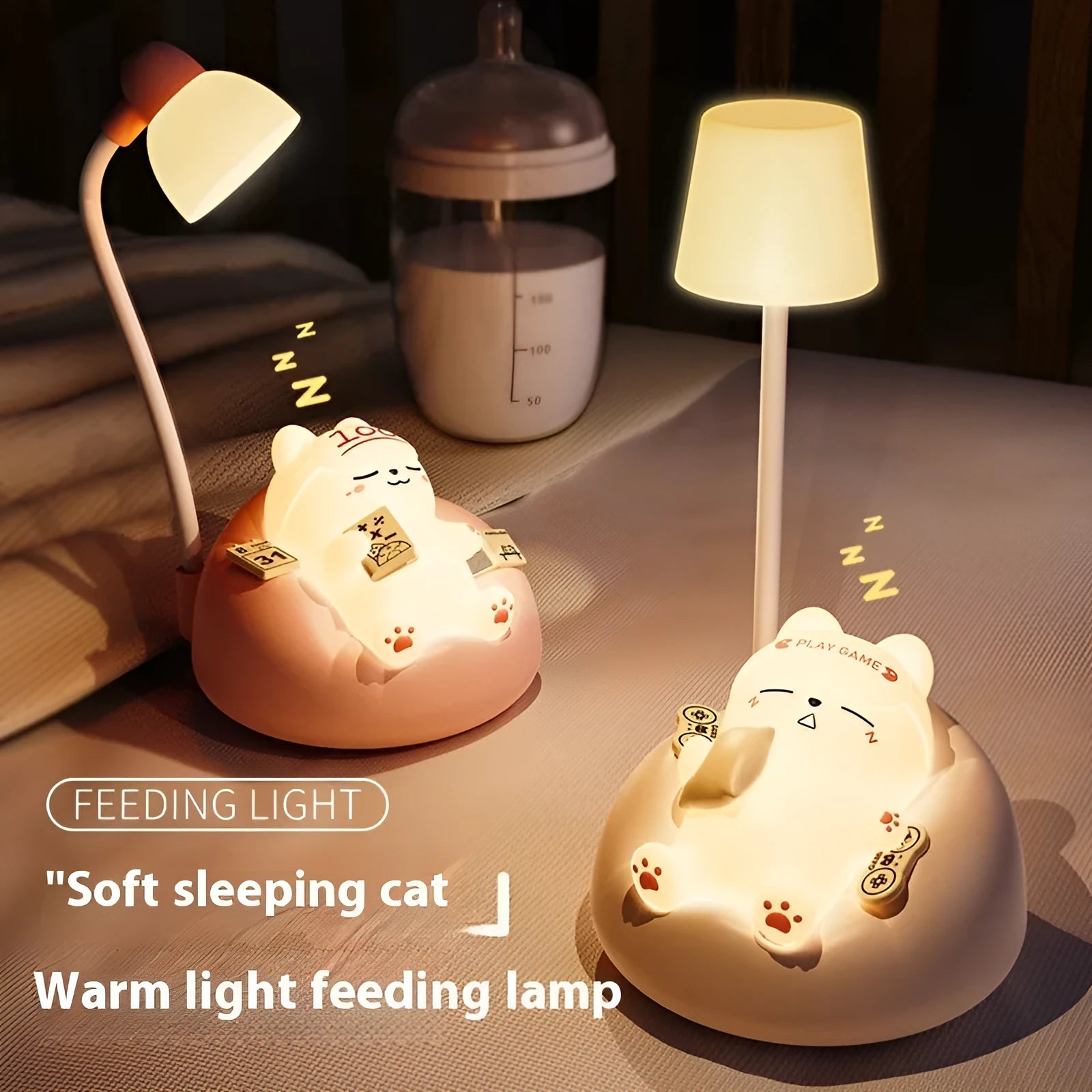 Creative sleeping cat small night lamp USB charging ABS PVC material