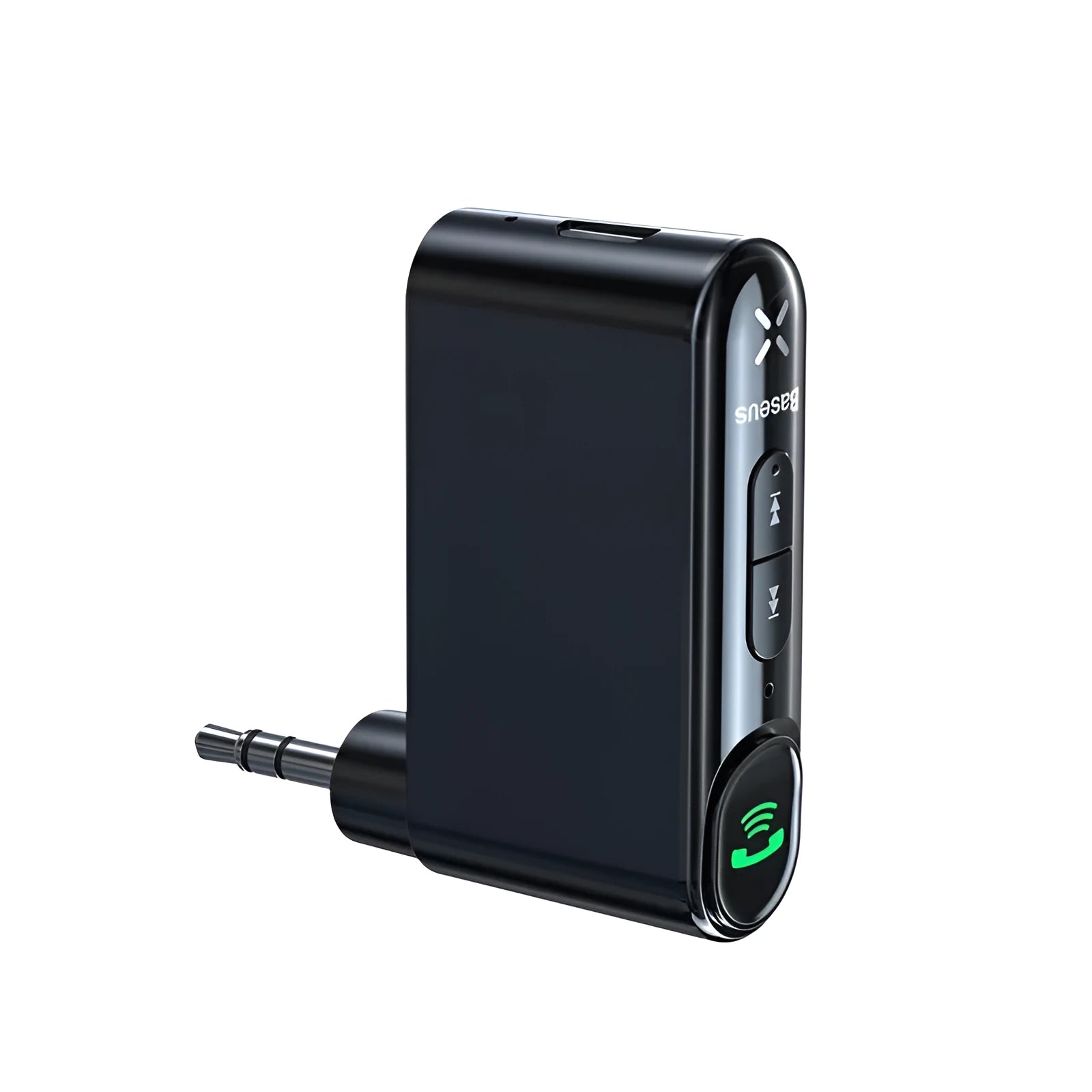 Black car Bluetooth receiver 5.0 with 3.5mm audio output and microphone