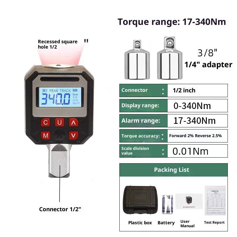 Digital torque meter high precision torque tester 17-340 Nm 6-piece set