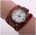 CCQ vintage leather bracelet watch women 35mm alloy case quartz movement adjustable band multicolour