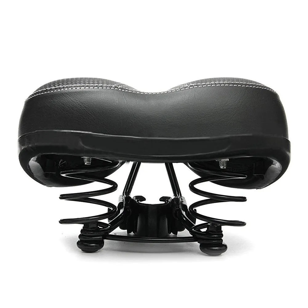 Black leather mountain bike saddle cushion for MTB cycling, practical replacement bicycle seat