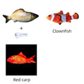 Multicolour electronic jumping fish cat toy with USB cable, measuring 30cm.