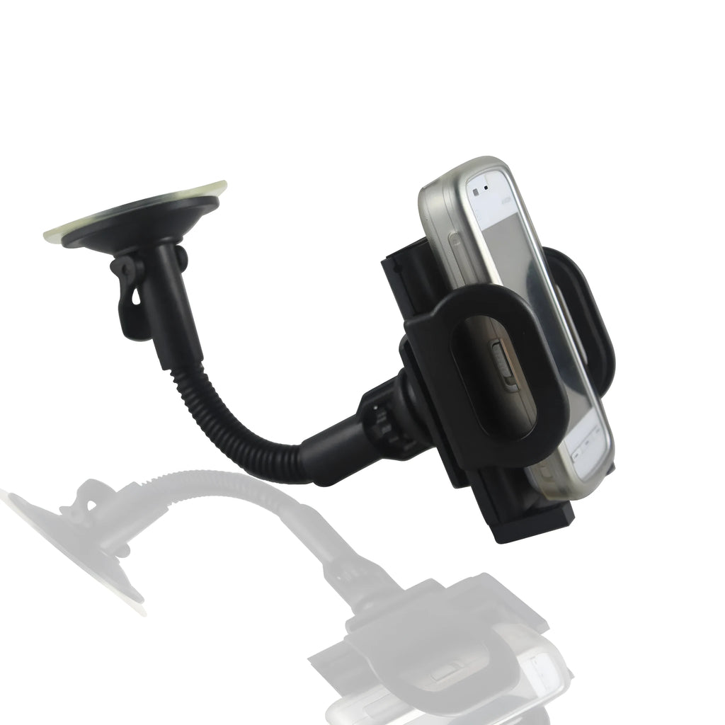 Black ABS plastic car phone holder GPS navigation stand with adjustable 45-115mm fixture on dashboard