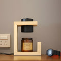 Solid wood wax melting lamp in black with dimmable control and two bulbs, Nordic style