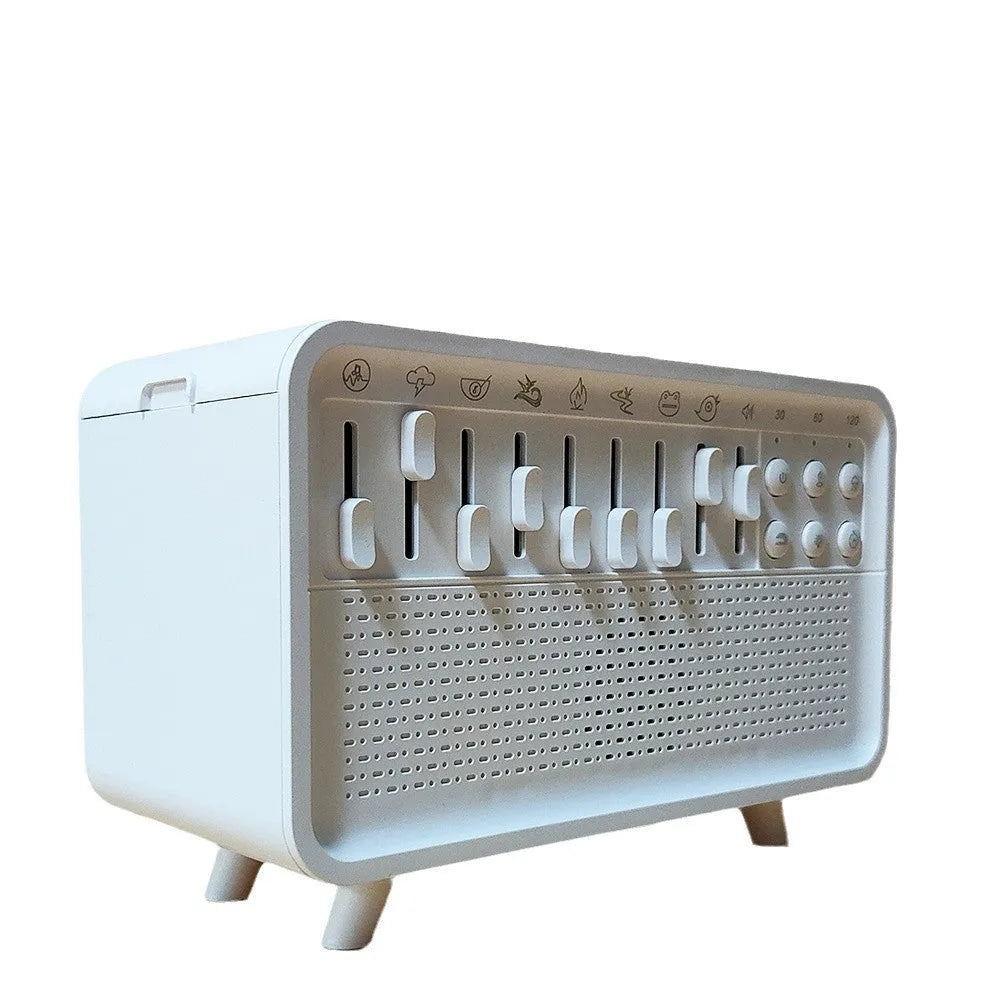 White geometric stereo Bluetooth speaker white noise sleep machine with humidifier and night light