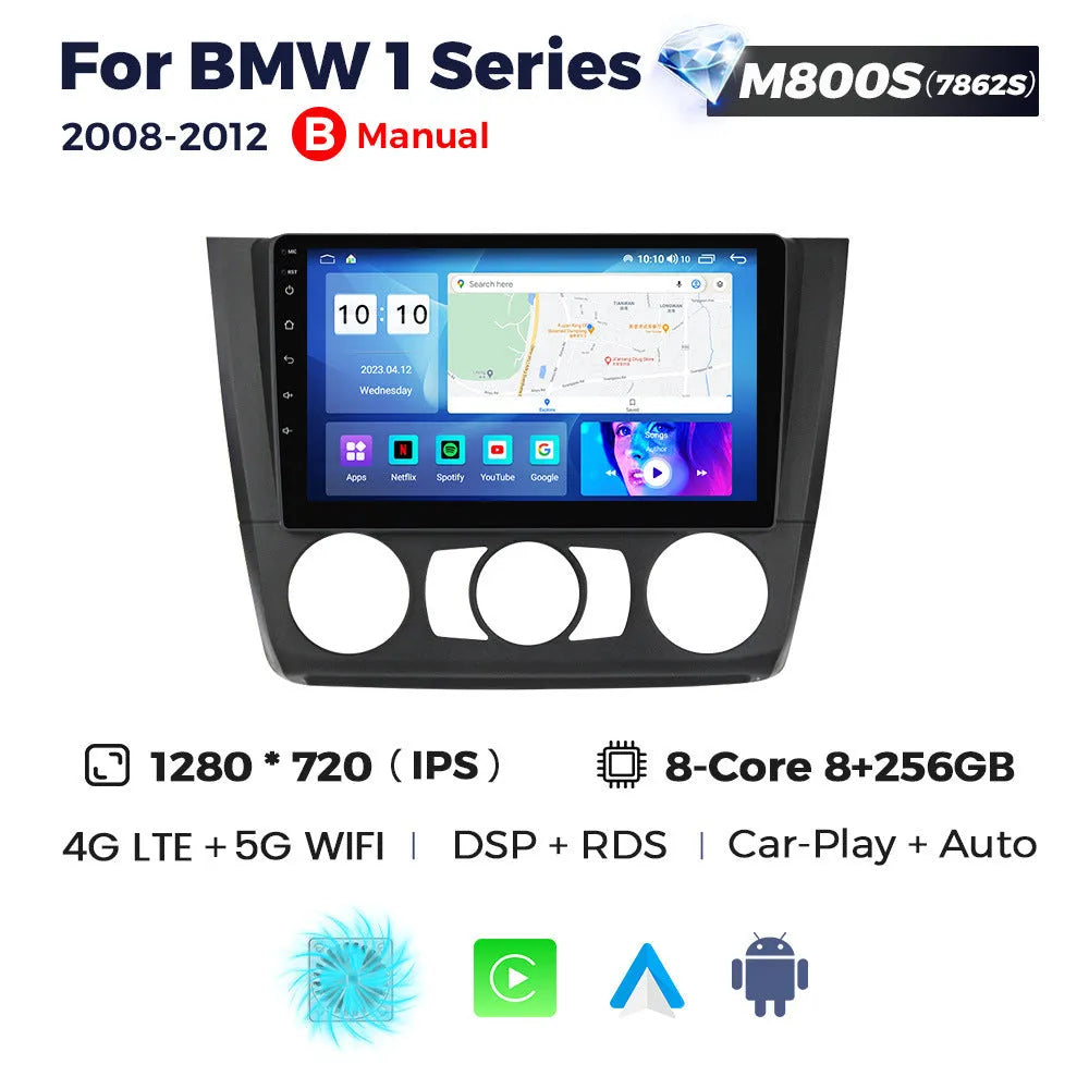Android car stereo head unit with 9 inch screen for BMW E87 vehicle dashboard installation
