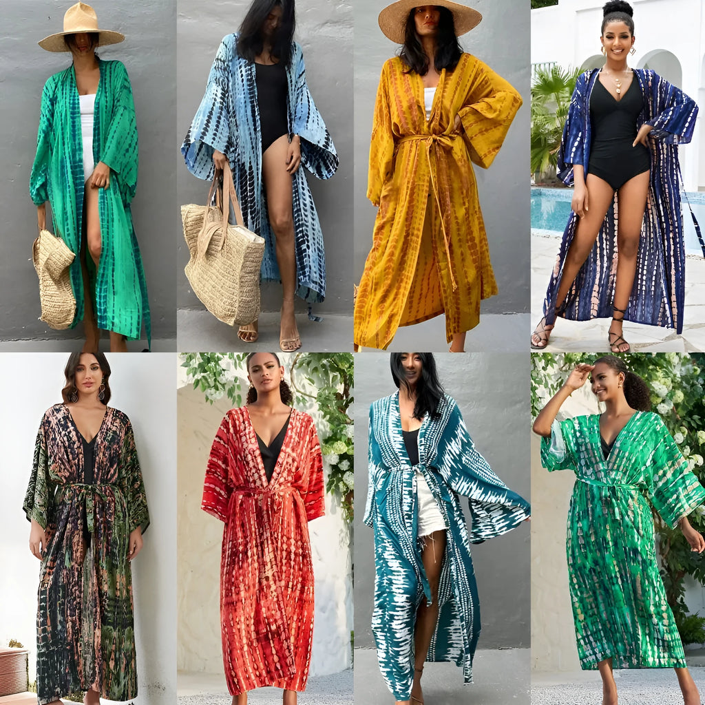 Loose cotton beach cover-up blouse in DN0712 colour options for sun protection