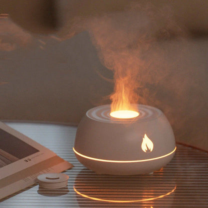 Relaxing Aroma Mist Humidifier with Soothing Flame-Like Lights, Customizable Color Gradient, and Targeted Mist Function