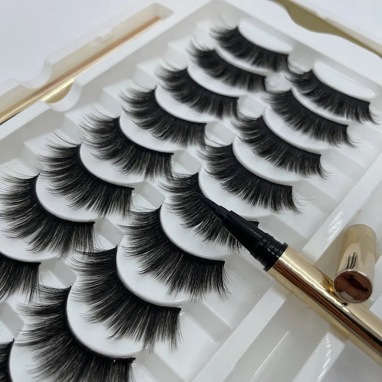 Ten pairs of black non-bleaching waterproof magnetic false eyelashes in style A on a white background