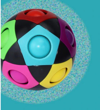 Colorful decompression soccer ball, a sensory toy for children with 12 holes for tactile stimulation and cognitive development