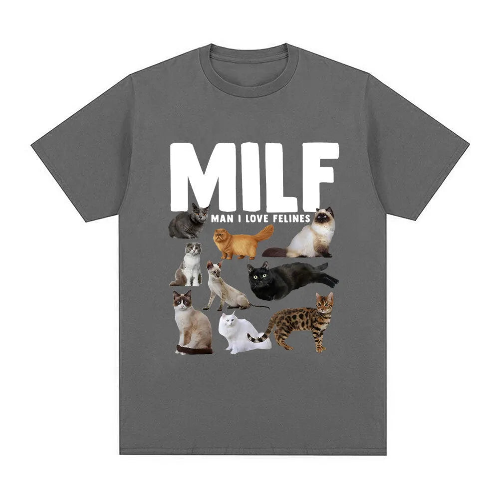 Geometric pattern cat lovers graphic printed on a short sleeve cotton t-shirt.