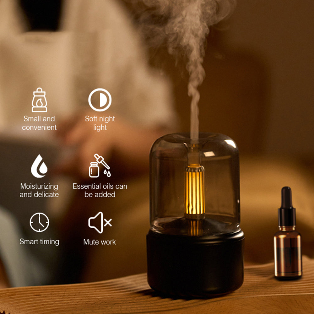 Creative Candle Light Aromatherapy Diffuser - Ambient USB Plug-in Humidifier & Essential Oil Burner for Bedroom