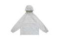 Men's thin hooded sports coat in chemical fibre blend fabric with straight hem and slit pockets