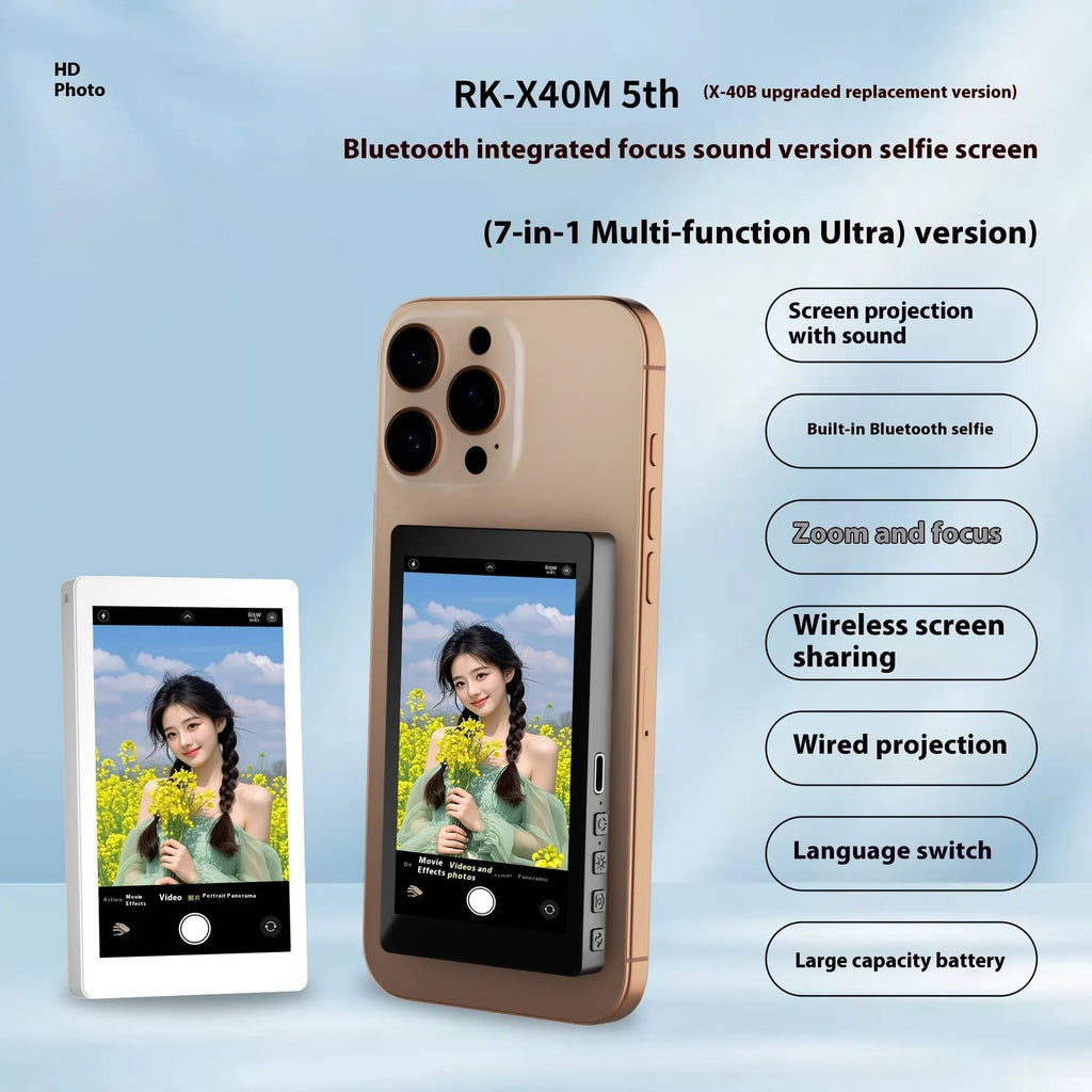 Rear magnetic mobile phone screen projector in black colour showing USB port and compact design.