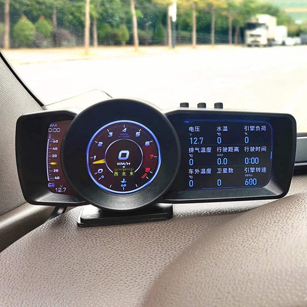 A600 OBDII monitor driving computer with TFT screen showing vehicle diagnostics and navigation display