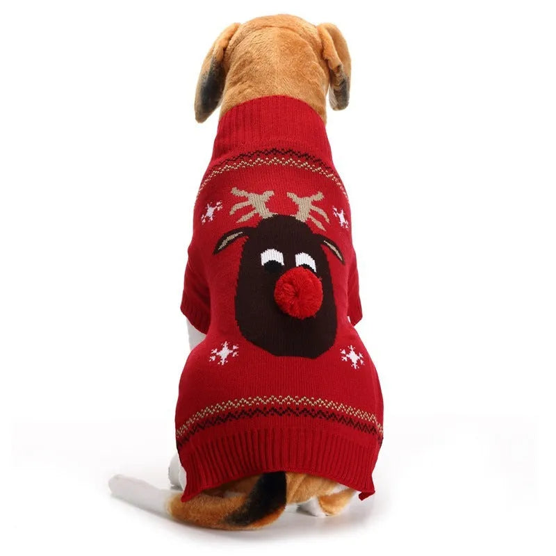 Acrylic Christmas pet sweater for cats and dogs in black and red, sizes XXS to XXL