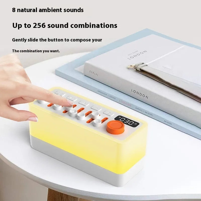 White Noise Sleep Sound Machine DIY Bluetooth-compatible Stereo Light RGB Seven-color Atmosphere Night Light with 8 Sleep Sounds and 2600mAh Battery