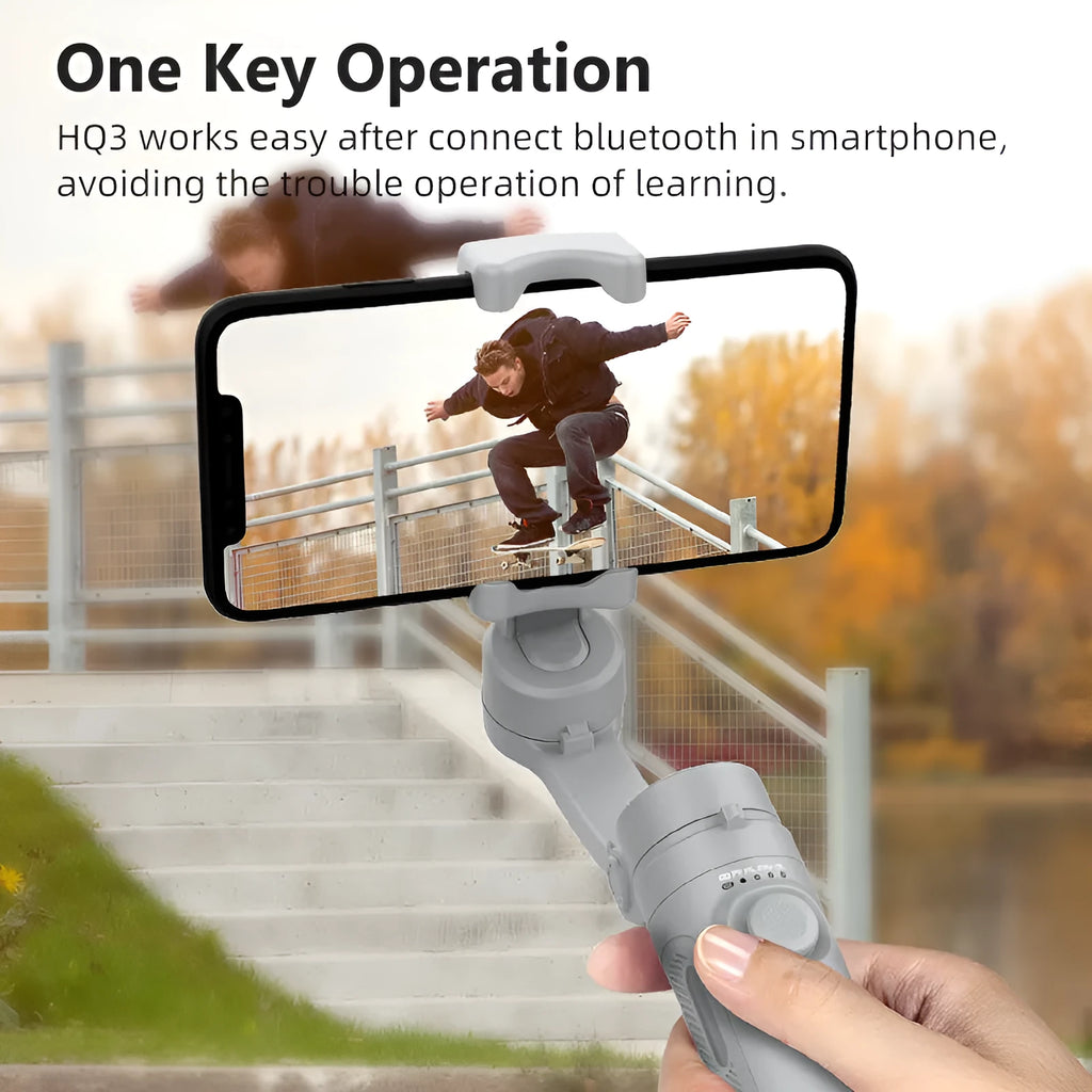 Mobile phone handheld Bluetooth stabiliser with three-axis anti-shaking head and built-in battery