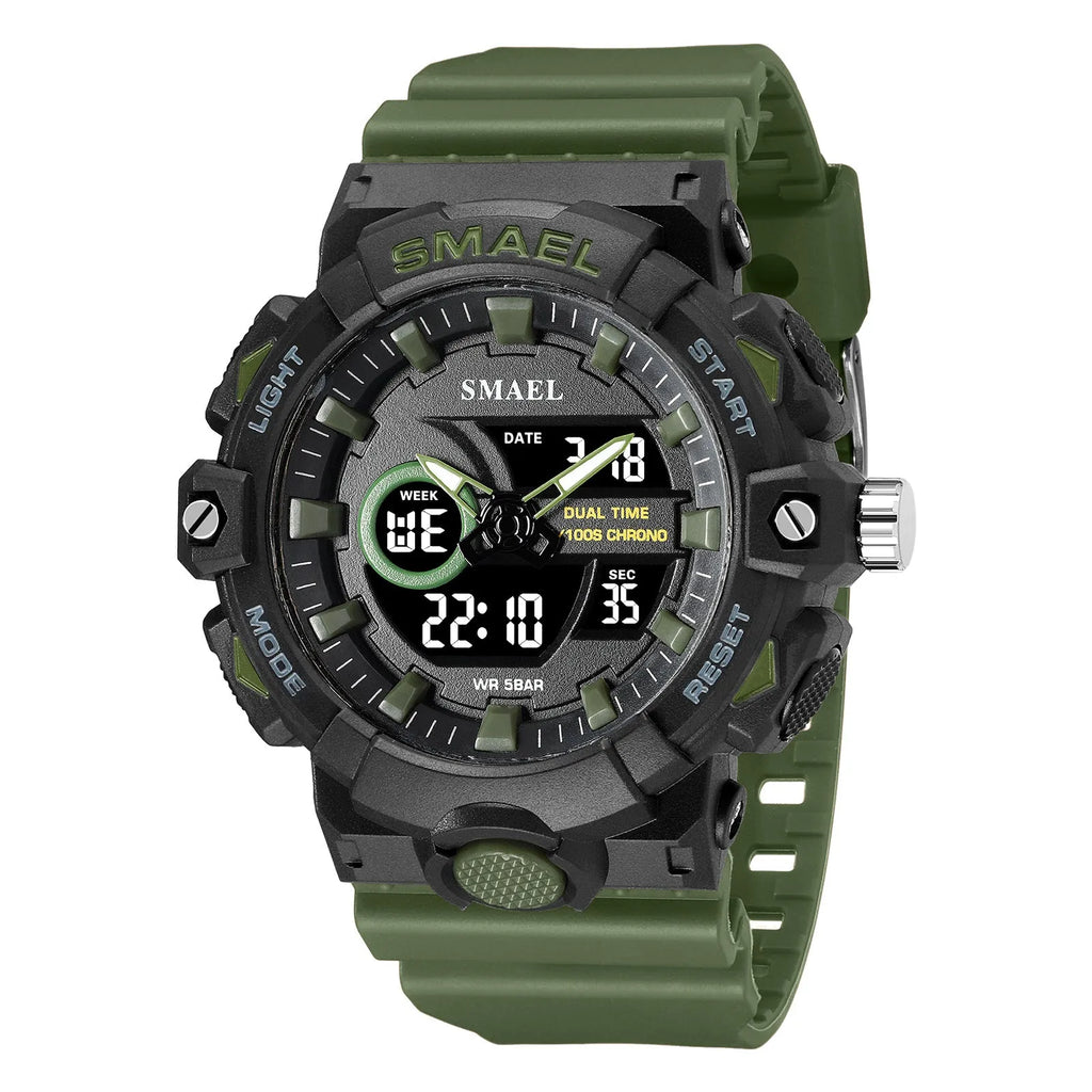 Sports waterproof outdoor student watch with 45mm round dial and plastic strap