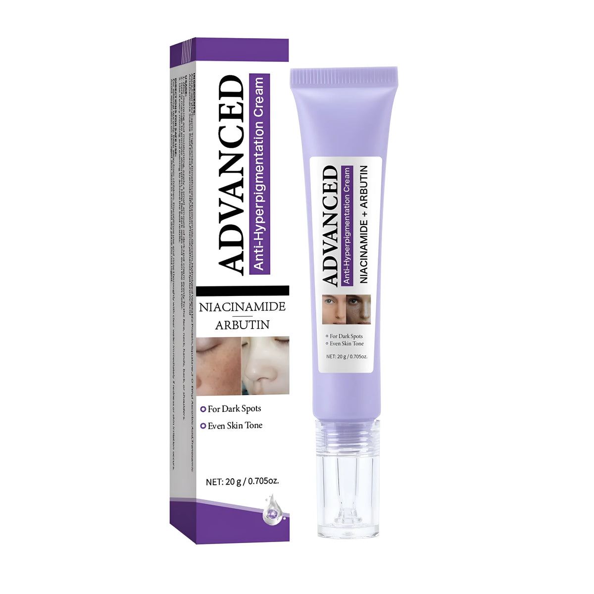 20g advanced anti-pigmentation face cream container for universal skin types