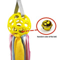 Interactive hollow TPR pet toy ball with sound bells in five colour options