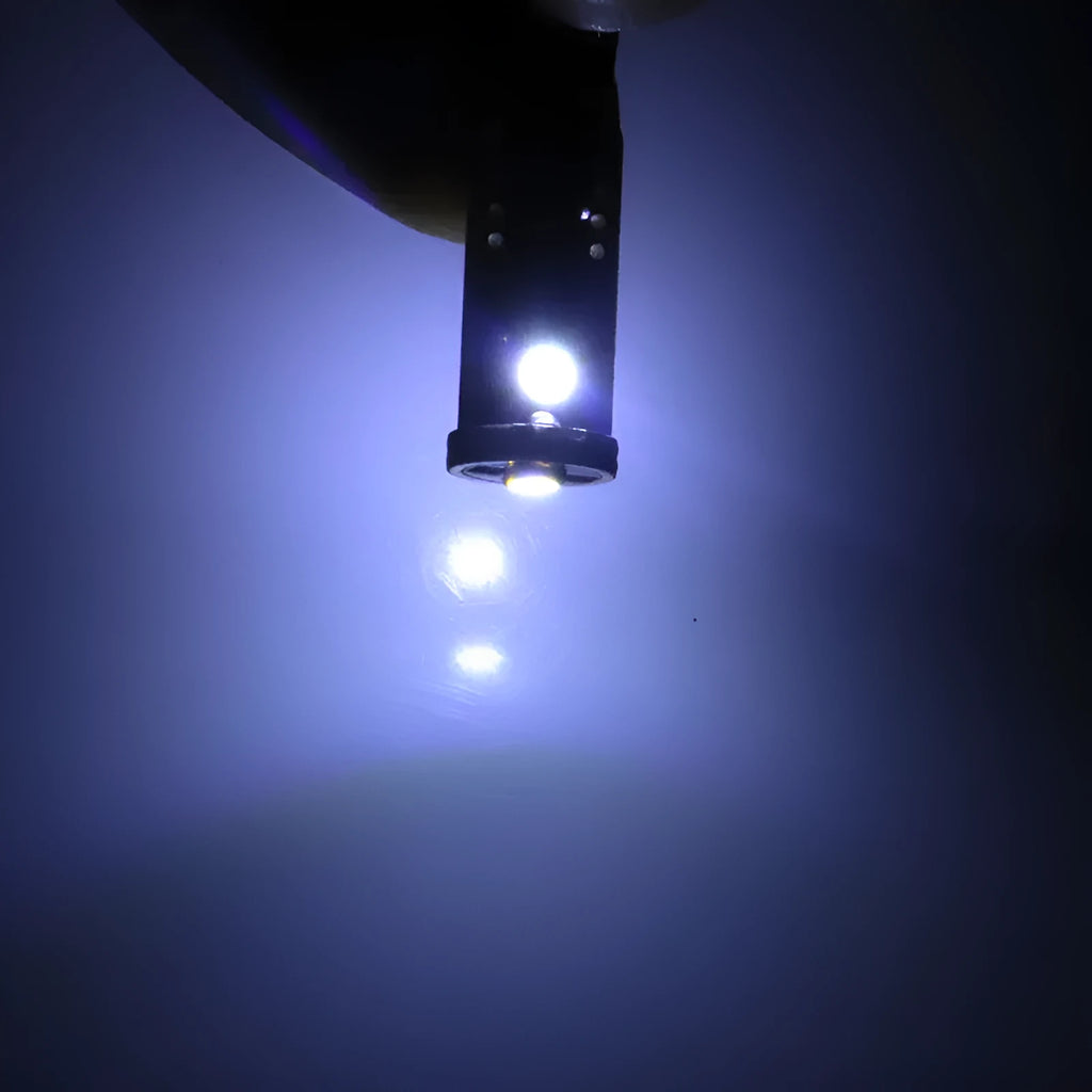 T10 W5W LED car light bulb in blackboard white housing, 23mm by 9mm