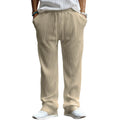 Men's loose fit high waist straight leg casual trousers in Army Green colour