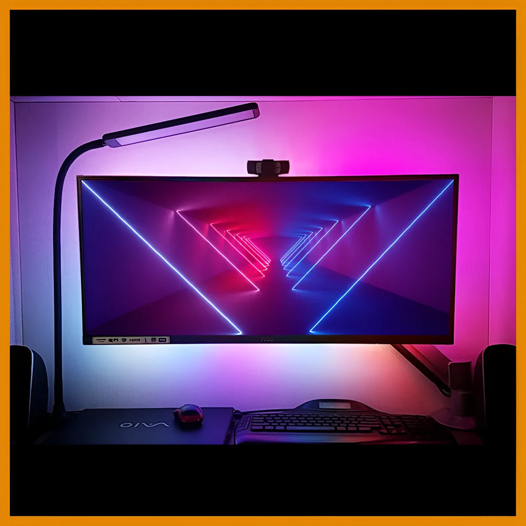 Monitor LCD screen LED light belt with 60 beads per metre, 1-6 metre set, UK/EU/US/AU plug, 5V dimmable