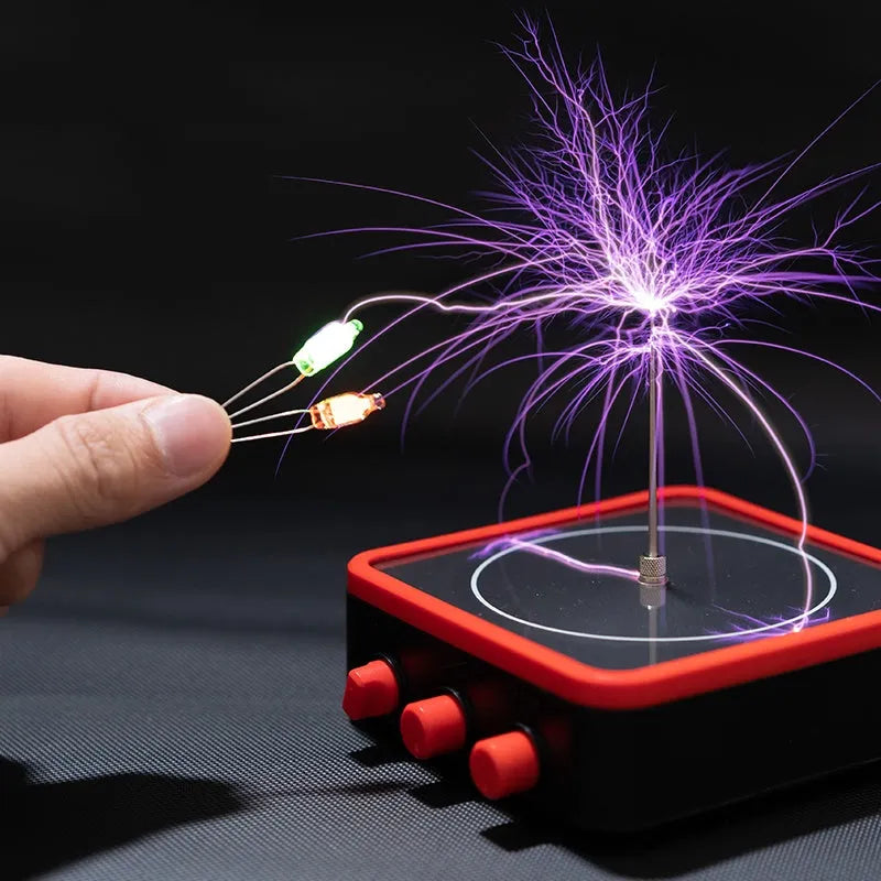 Music Tesla coil with Bluetooth, adjustable 0-8cm lightning, 96 x 96 x 33mm host, black or red, with power supply and accessories