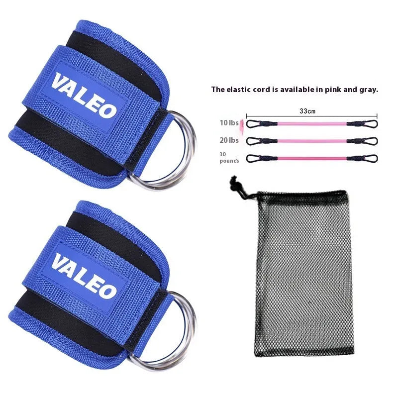 Ankle buckle leg practice hip trainer strap with elastic string and mesh pocket in green, black, pink, red, grey, army green, or blue