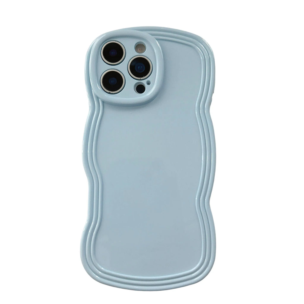 Wave pattern iPhone case in cream candy colour showing TPU material and anti-fingerprint surface