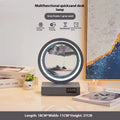 Quicksand painting clock with LED light, wireless charger, and speaker in a white frame