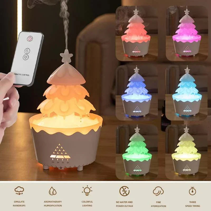 Ultrasonic essential oil diffuser with remote control, multi-color lighting, and automatic shut-off for a relaxing atmosphere in the home