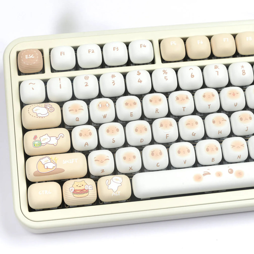 Mechanical keyboard replacement key caps in marching past colour with PBT construction