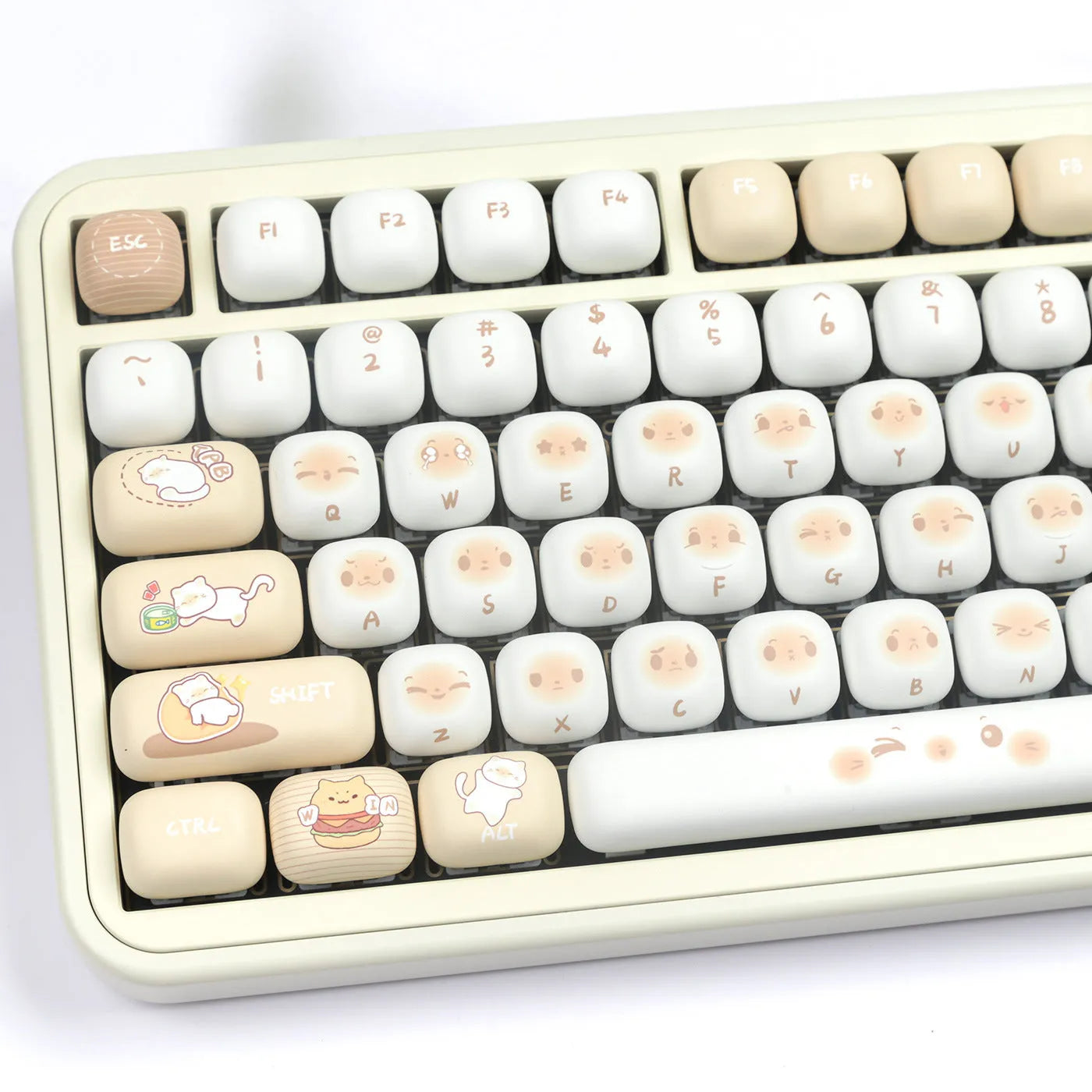 Mechanical keyboard replacement key caps in marching past colour with PBT construction