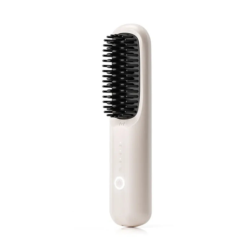 Wireless straightening comb in beige, pink, purple, or black with ceramic heating plates
