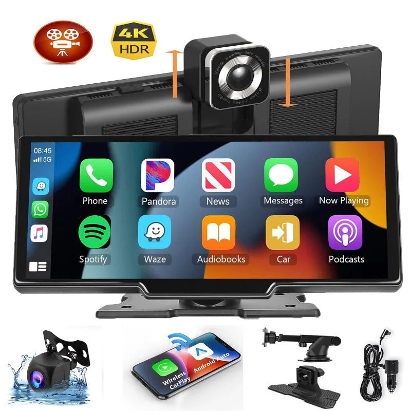 10.26-inch dashboard car smart screen with wireless CarPlay and DVR front and rear video recorder