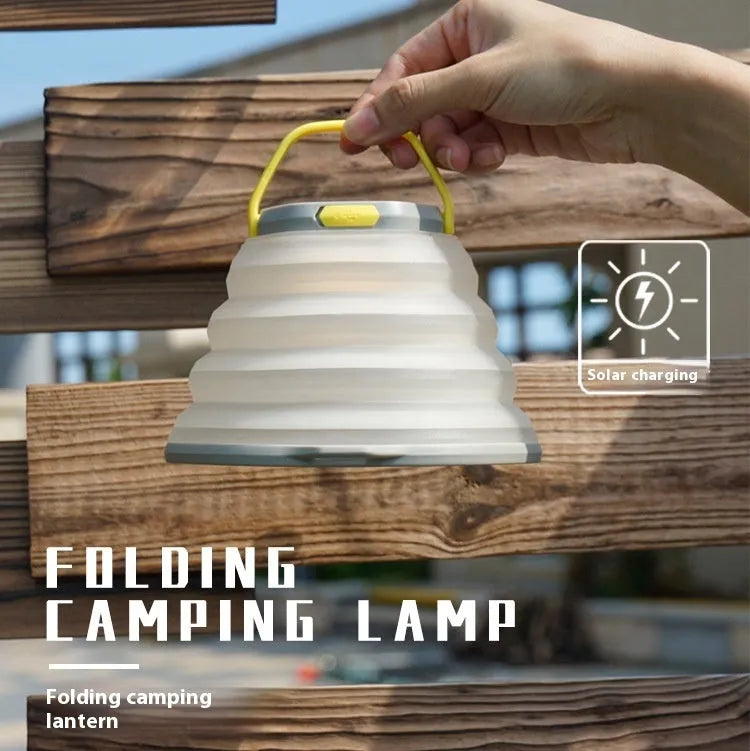 White large capacity camping lamp with a single-key switch shown on a dark background.
