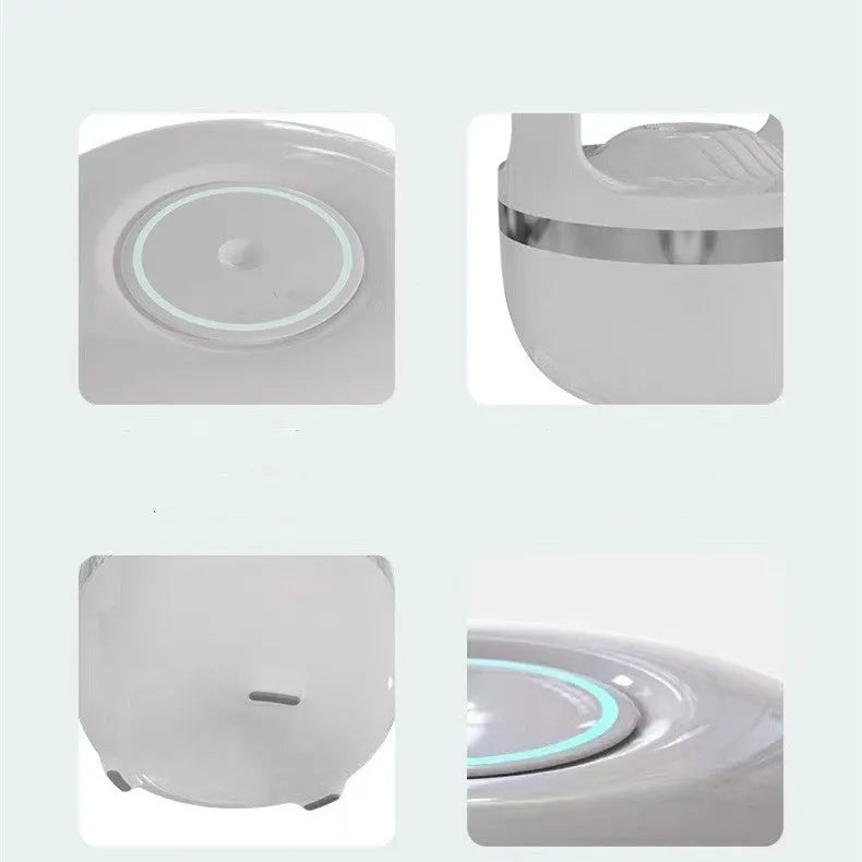 Black plastic anti-gravity water drop humidifier with USB cable, round shape, atmosphere lamp on desk