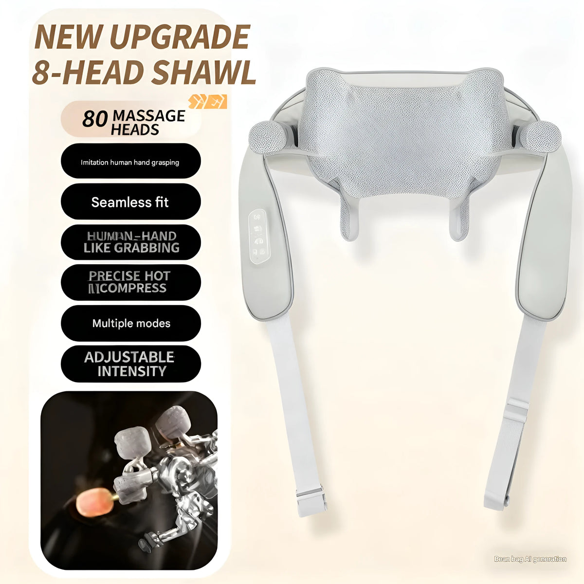 Multi-functional home-use neck massager shawl for cervical spine and shoulder muscle relief with rechargeable battery