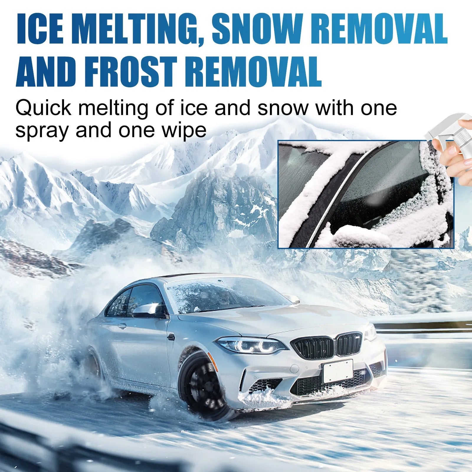 60ml car windscreen de-icer spray can for winter ice removal measuring 9.3 by 13.8 centimetres