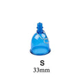 Blue silicone men's adult physical stretch exerciser shown in three sizes S, M, and L.